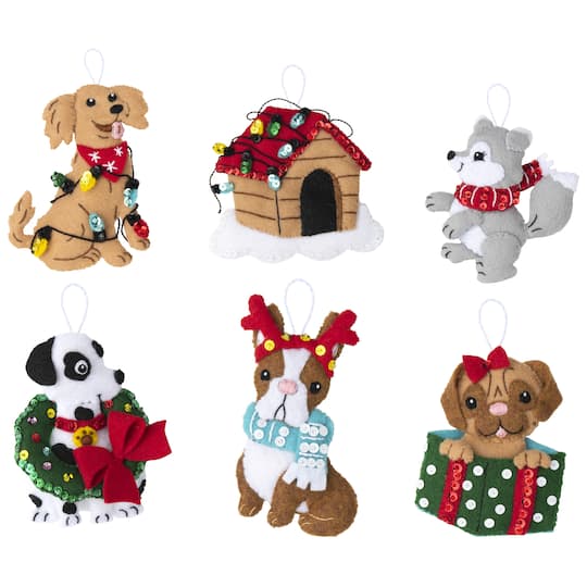 Bucilla&#xAE; Christmas Dogs Felt Ornaments Applique Kit Set